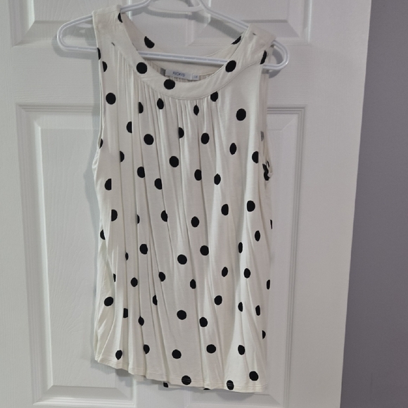 Ricki's Tops - Ricki's Cream and Black Polka Dot Tank Top